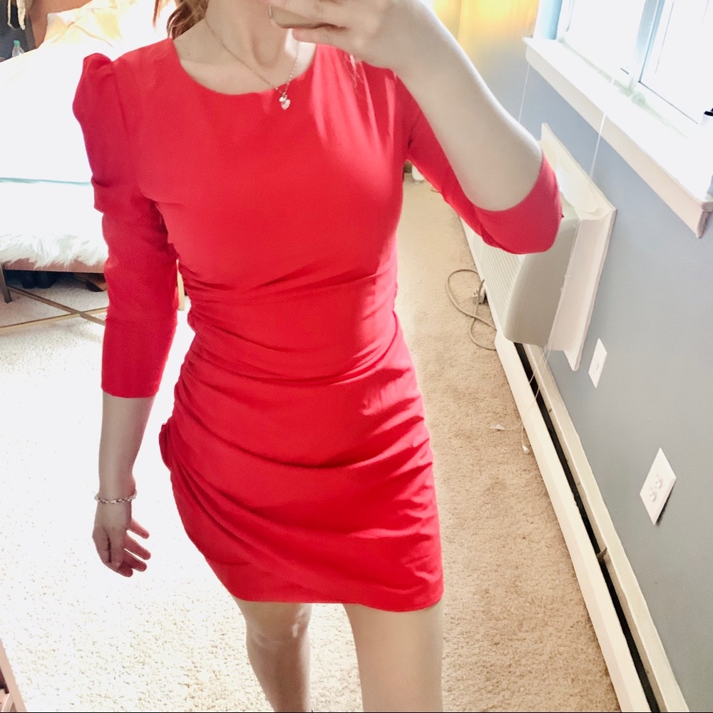 Ark & co red ruched twist open back